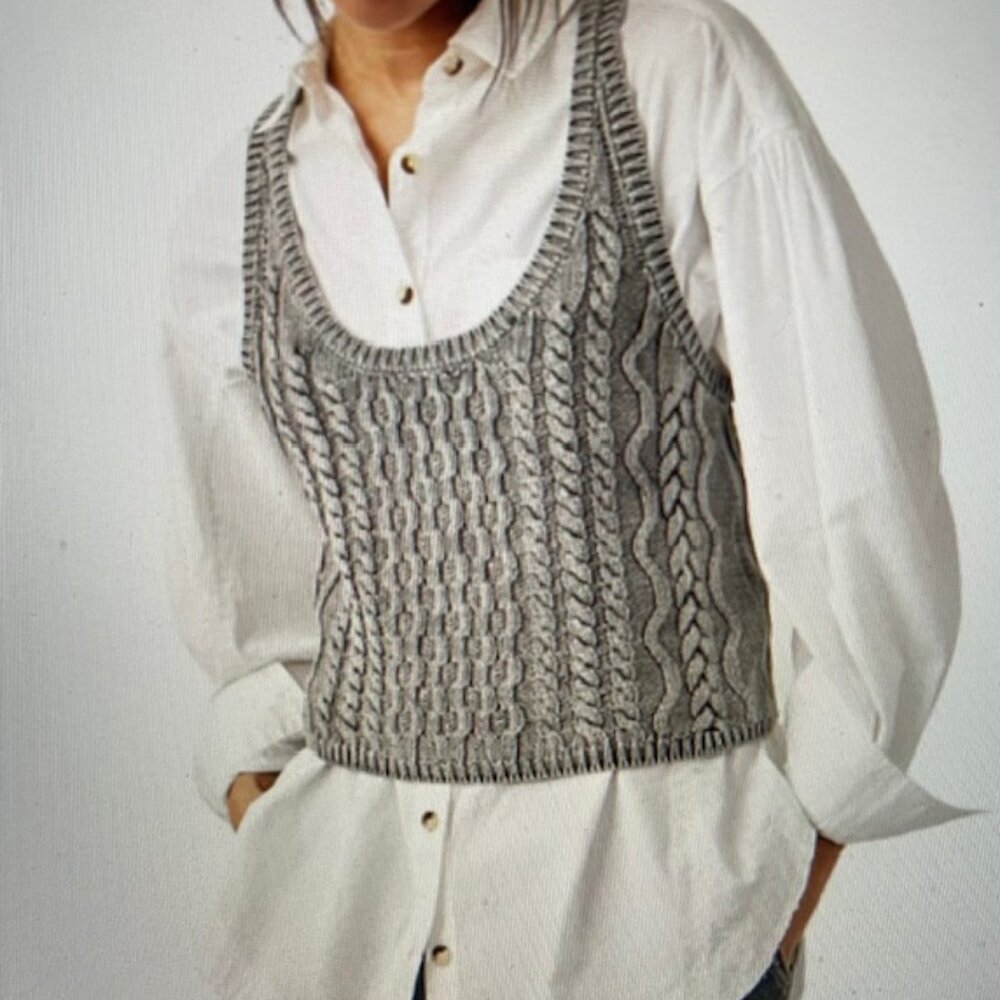 Free People High Tide Cable Knit Tank Sweater (Measurements in Pics)